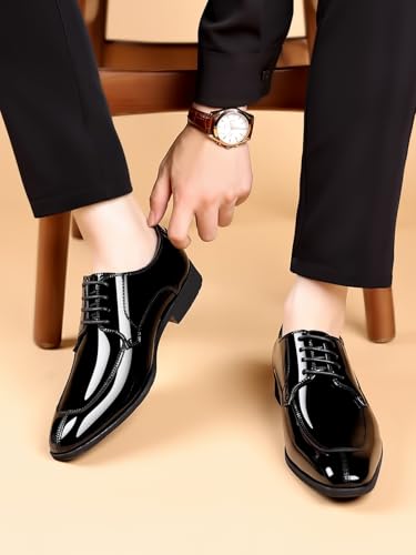 Men's Fashion Square Toe Faux Patent Leather Tuxedo Dress Shoes Formal Business Oxford Weddings Prom2