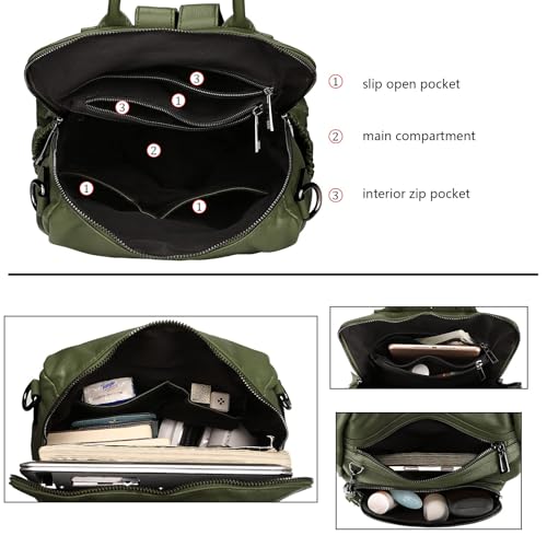 Image of Uromee Backpack Purse for Women Vegan Leather Ladies Fashion Travel Tassel Shoulder Bag Convertible Green bag