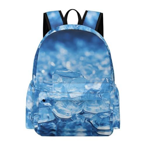 Blue Ice Cube Background Printed Backpack Water-Resistant Pack Bulk Backpack Lightweight Travel Backpack