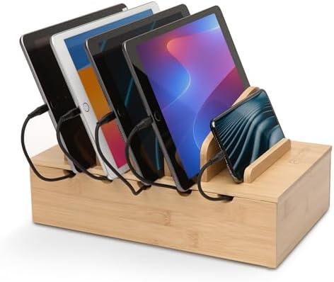 Prosumer's Choice Wooden Charging Station Organizer - 5-Port Base...