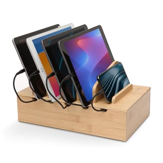 Prosumer's Choice Natural Bamboo Charging Station Rack for Smartphones and Tablets