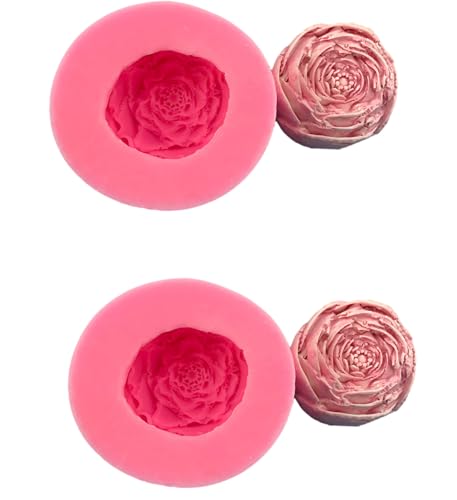 HIRAIDAI Moule en Silicone pour Fondant 2 Pièces Moule Silicone Bouton De Rose Lotus Chocolat Fondant Cuisson
