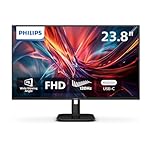 Philips 24" IPS Full HD USB-C Monitor – 1920×1080, 120Hz, 1ms MPRT, 65W USB-C Power Delivery, Adaptive-Sync, Eye-Care, Built-in Speakers, SmartImage, TÜV Certified, Ergonomic Tilt