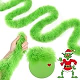 XunYee 8 Pcs Lime Green Marabou Feather Boa Artificial Fluffy Boas Green Synthetic Plush for DIY Craft Sewing Trim Halloween Costume Christmas Decor