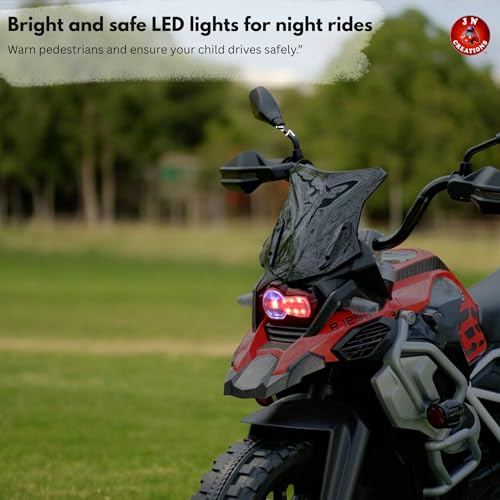 Image of DL-777 12V Battery-Powered Ride-On Motorcycle for Kids | Electric Bike with Twist Throttle, Lights & Sounds, Rear Suspension, Side Wheels | for Boys & Girls (2-6 Years) (Blue)