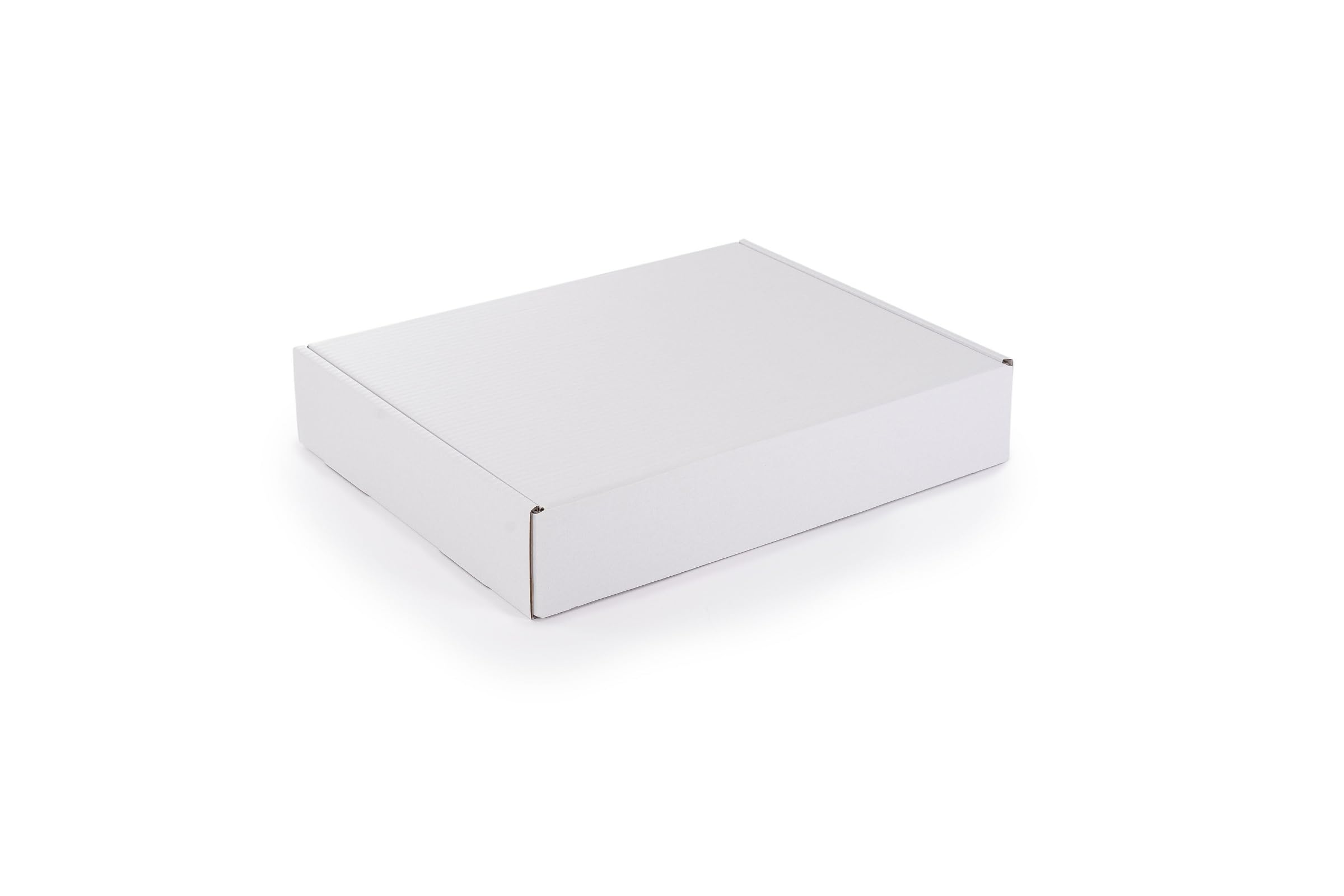 Faltkarton 50 Stück 430x330x80 mm Karton - Weiss - Wellpappe - Stark 3-lagigem Karton - Versandkarton - Verpackung - Versandtaschen - Geschenkbox - Post - Warensendung - Steckverschluss - Schachtel