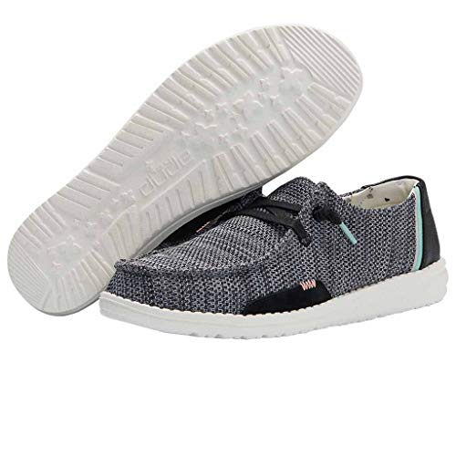 Image of HEYDUDE Women's Wendy Sox Sparkling Black Size 4 | Women's Shoes | Women's Lace Up Loafers | Comfortable & Light-Weight
