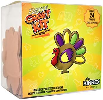KINREX Thanksgiving Crafts for Kids – Turkey Craft Fall Activities Foam Cutouts Stickers Sets for Kids , Family , Adults, School , Preschool , Projects Supplies Favors for Toddlers , Makes 24 Turkeys
