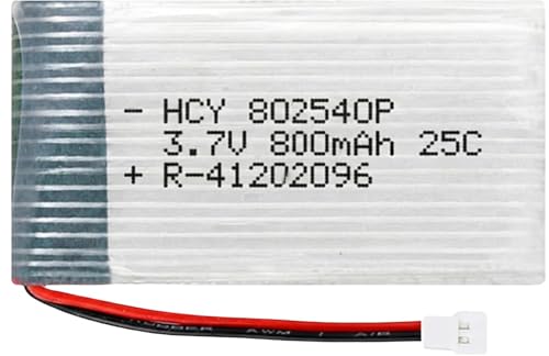 Image of 3.7V 25C LiPo Rechargeable Drone Battery | 800mAh | Spare Part for RC Quadcopter Drone, Helicopter, RC Airplane, Boat, Car, Toys, DIY Projects | 802540P (800mah)