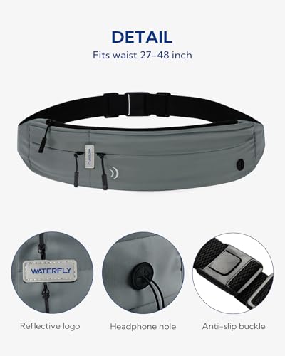 Image of WATERFLY Running Belt Fanny Pack: Runner Marathon Jogging Waist Pack Sport Workout Exercise Fitness Phone Holder Belt for Men Women Jogger Slim Waistband