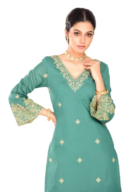 Image of Suppar Sleave Embroidered Salwar Suit for Women Party Kurta Set For Women Modern Ethnic Wear