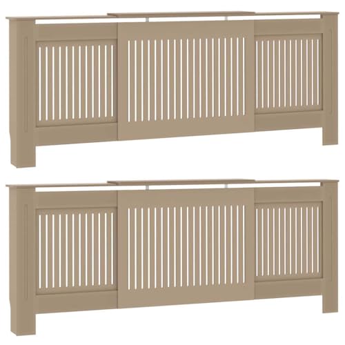 Image of Brown Engineered Wood Radiator Cover 2 pcs 80.71 x 8.07 x 32.09 in with Water Resistant Material and Efficient Heat Flow for Home Decor and Additional Storage