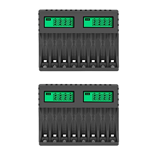Chargeur intelligent AA AAA à 8 emplacements écran LCD intégré x2