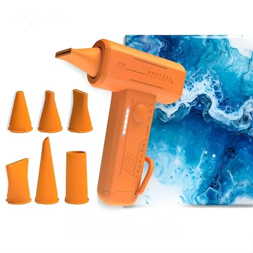 Cordless 6-Nozzle Paint Pouring Blower, Cool Air for Acrylic Floetrol Watercolor Fluid Art, Craft Dryer for Canvas Cells Dutch Pour