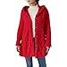 Womens Long Cardigan Knit Button Sweaters Heavyweight Fleece Coat Hooded Open Front Mid Length Warm Casual Jacket (Red,X-Large)