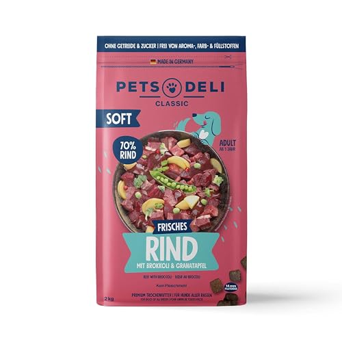 Pets Deli Soft Trockenfutter für Hunde mit Rind & Brokkoli, 2kg