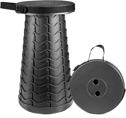 折りたたみ椅子 伸縮式 高さ調整可能 1秒開閉 軽量コンパクト 防水 耐荷重250kg キャンプチェア アウトドア用 屋内屋外兼用 釣り/観戦/花火大会対応 持ち手付き (ブラック)