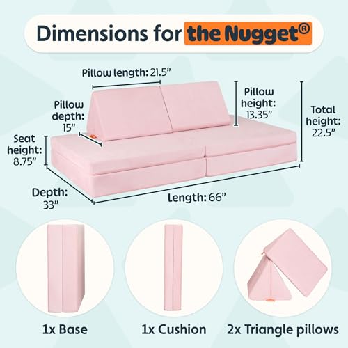Image of Nugget - The Original Play Couch for Kids - Modular Foam Children's Sofa for Playroom, Imagination, & Creative Open Ended Play - Washable & Convertible Playroom Furniture, Heartthrob