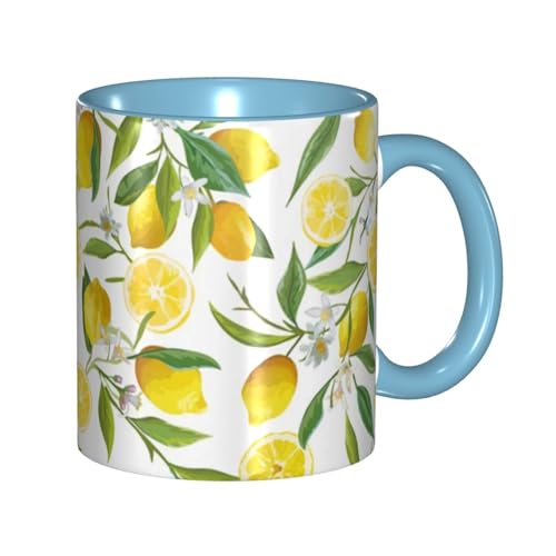 レモンの木の枝 マグカップ 旅マグ コーヒーカップ Sky Blue セラミック 330ml 陶器 食器 耐熱 水筒 プレゼント