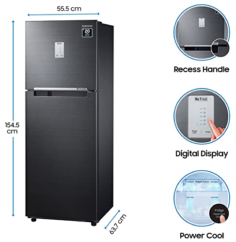 Image of Samsung 253 L 3 Star Digital Inverter Frost Free Double Door Refrigerator (RT28A3453BX /HL, Luxe Black, 2022 Model)