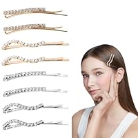 Kristall Haarnadeln, 8 Stück Strass Bobby Pin, Diamant Haarspangen, Glänzende Haarspangen, Metall Haarschmuck für Frauen Mädchen Dame