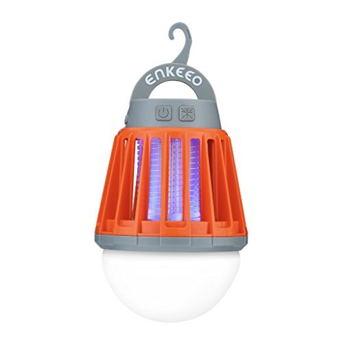 Enkeeo 2-in-1 Camping Lantern Tent Light Mosquito Killer - Portable IPX6 Waterproof Bug Zapper LED Lantern with 2000mAh Rechargeable Battery, Retractable Hook, Removable Lampshade, Orange Enkeeo 2-in-1 Camping Lantern Tent Light Mosquito Killer - Portable IPX6 Waterproof Bug Zapper LED Lantern with 2000mAh Rechargeable Battery, Retractable Hook, Removable Lampshade, Orange