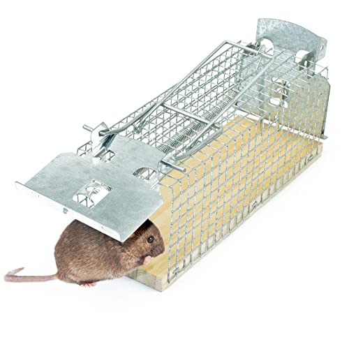 Silberkraft Trappola viva per topi – Trappola riutilizzabile in filo metallico con meccanismo a molla – Cattura topi vivi senza veleno - 1 pezzo