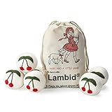 6 Wool Dryer Balls Laundry Reusable,No Dryer Sheets and Fabric Softener,Pet Hair Removal Lint Balls Anti Static Laundry Balls with Embroidered Cherry, Cute Gifts for Women