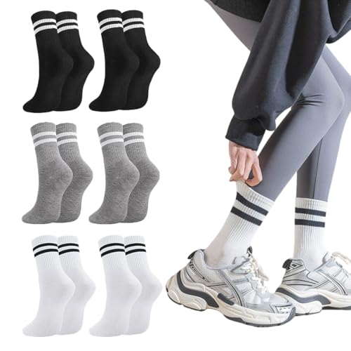Pack De 6 Pares De Calcetines Deportivos Para Mujer - Algodón, Tallas 36-40, Negro/Blanco/Gris | Ideales Para Running, Tenis O Día A Día
