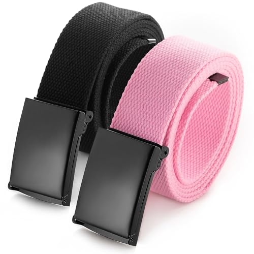 Image of Mile High Life Cut To Fit Canvas Web Belt Size Up to 52 inch with Flip-Top Solid Black Military Buckle