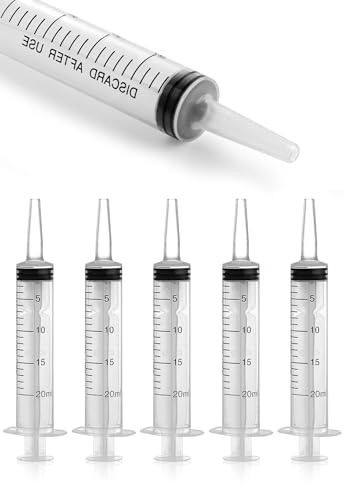 Image of 20ml Catheter Tip Syringes with Cap for Liquid Oral Measurement Dispensing Pet Feeding 20cc Large Syringe, 10 Pack