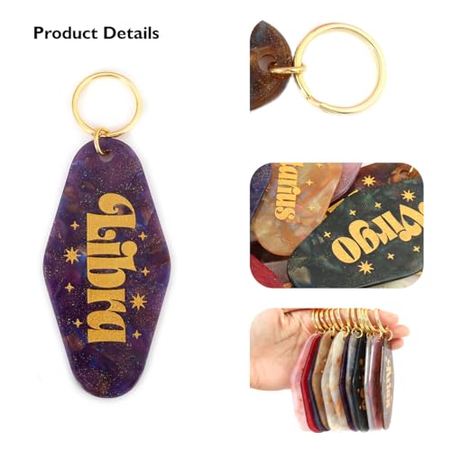 Astrological Leo Zodiac Sign Acrylic Keychain with Gold Stars