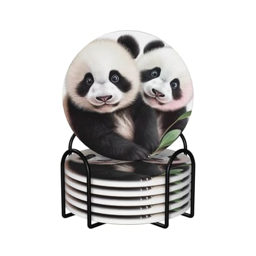 Dessous de verre céramique panda absorbant avec liège pour table