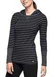 Marc New York Ladies Hooded Thermal Pullover Long Sleeve Shirt (Small, Black/Gray Stripe)