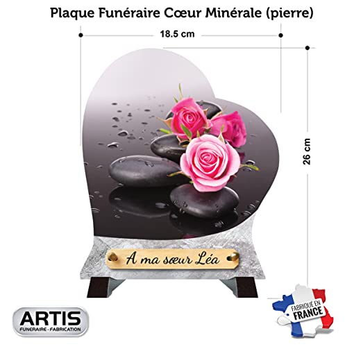 Plaque funéraire coeur en pierre de taille sculptée pour tombe - 3