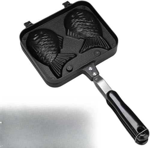 たい焼き器 直火式 こびりつきにくい アルミニウム合金製 たい焼き器 家庭用ワッフルベーキングパン ビスケットケーキ型 調理器具 家庭用 料理店用 (2鯛焼き,37x18.5x4.4cm)