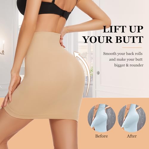 Weygur Body Shaper Shapewear Dress for Women Tummy Control Skirt Smooth Slip Under Dresses Half Slip — view 3