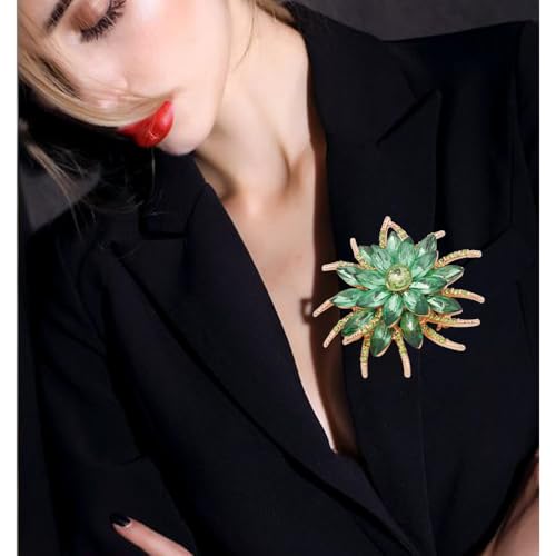 Image of Sparkling Crystal Flower Brooch Pins for Women Dainty Rhinestone Flower Shape Brooch Pin Suit Scarf Hats Decoration Wedding Jewelry
