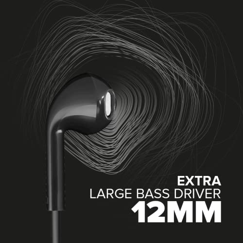 Image of TEMPT Zip X1 in Ear Wired Earphones with Mic, 3.5mm Audio Jack, Enhanced bass, 13.6mm Drivers for Stereo Audio, Clear-Sound Quality, Snug Fit, 1.2m Tangle- Free Cable, Phone /Tablet Compatible (Black)