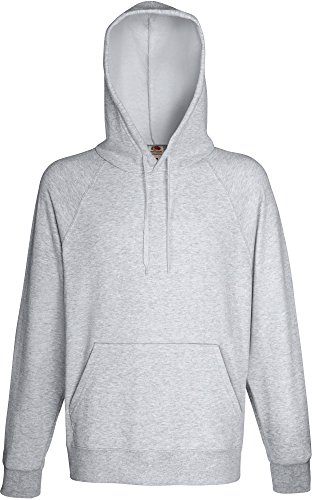 Fruit of the loom Herren Sweatshirt Lightweight Hooded Sweat,Grau (Heather Grey 123),Medium