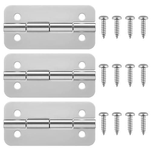 3 PCS Stainless Steel Cooler Hinges Replacement for Igloo Style Ice Chests Camping Coolers Accessories with Screws Fits Igloo Rectangular Coolers 25-165 Qt Replaces Part #24005