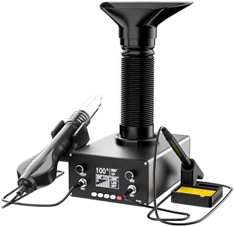 Fume Extractor and Smoke Purifier with Soldering Iron and Hot Air Blower for Smoke Removal in Soldering, Welding, and Laser Engraving