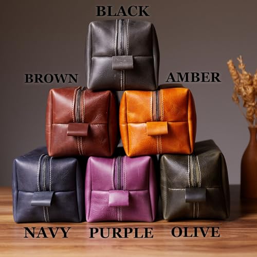 Handcrafted Personalized Genuine Leather Toiletry Bag for Men, Custom Dopp Kit Gift with Monogram, Ideal Gift for Groomsmen, Travel Pouch with Zipper Closure, Gift for Fathers Day Wedding or Travel2