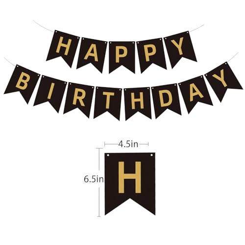 Image of Happy Birthday Banner Birthday Party Supplies (Black Gold)