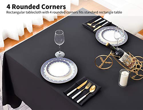 Surmente SMKS-4992 Black Tablecloth 90 X 132-Inch Rectangular Polyester Table Cloth thumb #3