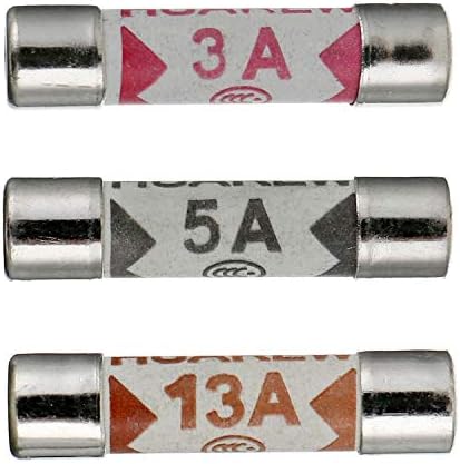 HUAREW 3 Values 48 Pcs 6.3x25 mm BS1362 3A 5A 13A 240 V 0.248x0.984 Inch Ceramic Tube Fuses Assortment Kit