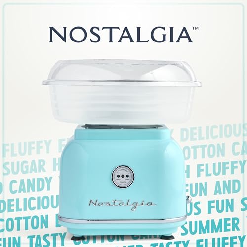 Nostalgia Classic Countertop Cotton Candy Machine, Manual, Retro Vintage Candy Maker Includes 2 Reusable Cones & Scoop, Aqua by Nostalgia - Image 7
