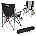 PICNIC TIME NFL New England Patriots Outlander Folding Camping Chair with Cooler, Heavy Duty Beach Chair, (Black)