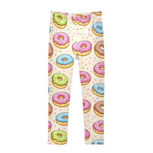 Wusikd Doughnuts Girls' Leggings Toddler Doodles Kids Yoga Pants Dance Active Tights 4T