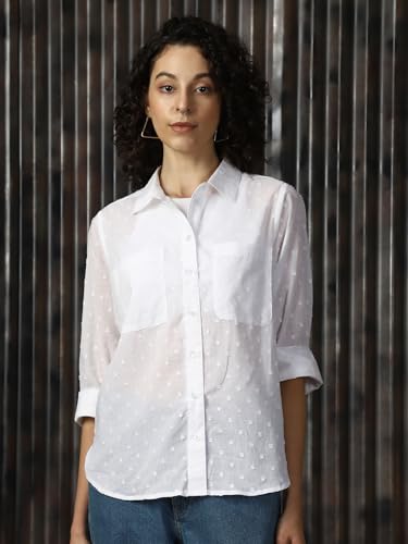 Image of HIGH Star Oversized Cotton Shirt for Women | Stylish Tops for Women | Comfortable and Trendy Casual Shirt